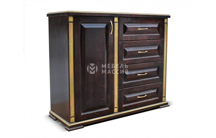 Комод из серии Грета ящики с дверкой (сосна,резьба береза)